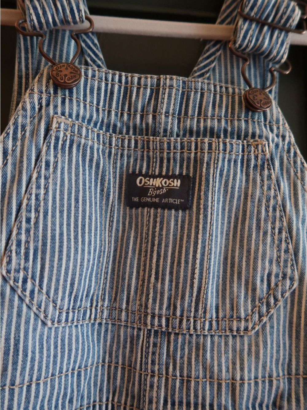 OshKosh B'gosh Navy and White Pinstripe Overalls - Picture 3 of 6